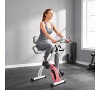 SPORTNOW 4-In-1 Folding Exercise Bike with Resistance Bands in Pink SPORTNOW Pink
