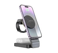 3-in-1 Folding Magnetic Wireless Fast Charger Stand. Supports 15W Wireless Fast Charging for iPhone and Galaxy Mobile Phones, Watches and Earphones. Latest 2026 Design.
