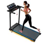 3-in-1 Folding Treadmill with Handle, 6.5% Manual Incline, 2.5HP Ultra-Quiet Motor, 265 lbs Capacity - LED Touch Screen, Bluetooth Speaker, Under Desk Walking Pad for Home & Office (Black&blue)