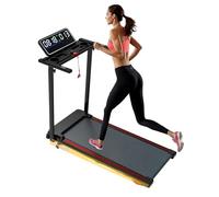 3-in-1 Folding Treadmill with Handle, 6.5% Manual Incline, 2.5HP Ultra-Quiet Motor, 265 lbs Capacity - LED Touch Screen, Bluetooth Speaker, Under Desk Walking Pad for Home & Office (Black&red)