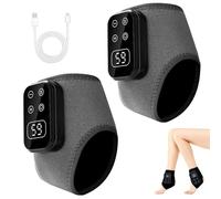 3 in 1 Foot Massager, Triple Therapy Foot Massager with Heat & Vibration for Aging Feet Massager, Cordless Rechargeable Heated Ankle Wrap for Pain Relief, Circulation & Muscle Fatigue (Gray, 2pcs)