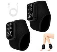 3 in 1 Foot Massager, Triple Therapy Foot Massager with Heat & Vibration for Aging Feet Massager, Cordless Rechargeable Heated Ankle Wrap for Pain Relief, Circulation & Muscle Fatigue (Black, 2pcs)