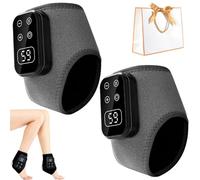 3 in 1 Foot Massager with Heat and Vibration, Portable Heated Ankle Brace for Pain Relief, Circulation and Swelling, Rechargeable Feet Massager for Foot Pain Relief and Circulation (2Pcs-Gray)