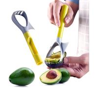 Sprint4deals 5-in-1 Multi-Function Avocado Slicer, Masher, and Fruit Separator with Comfort Grip Handle for Effortless Kitchen Mastery Fruit Corer For Apples Pears (Yellow Grey)