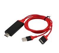 3 in 1 Full HD Mirroring Cable HDMI Cable MHL to HDMI Cable Plug and Play HDTV Adaptor Cable For iPhone iPad Samsung Smartphones - Red, 1m
