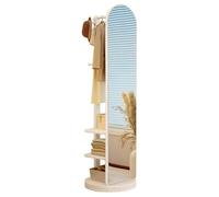 3-in-1 Full Length Mirror with Coat Rack Solid Wood Stylish Floor Mirror & Organizer Hooks for Bedroom Entryway Hallway - Space-Saving Design Home Decor Essential