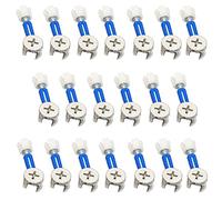 3-in-1 Furniture Connecting Kit,20 Sets Fitting Screw Eccentric Cam and Bolts Fitting Dowels, Eccentric Cam Lock Ø15mm and M6x40mm Dowel Screws, Pre-Inserted Ø10mm Plastic Nut (Blue, 32mm)