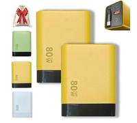 3 In 1 Gan Charger, Scalable 80w Max Fast Charger Module with Type-C Cable and 2 USB Ports, Retractable Phone Chargers Wall Plug, for Iphone, Phone, Laptops (2PCS-Yellow)