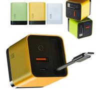 3 in 1 GaN Charger, Scalable 80W Max Fast Charging Module with Retractable Type-C Cable & 2 USB Ports, Compatible with iPhone, Android, Smartphones, Tablets & Laptops, Charge 3 Devices Simultaneously