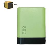 3-in-1 GaN Charger, Scalable 80W Max Fast Charging Module with Type-C Cable & 2 USB Ports, Retractable Wall Plug for Phone, Laptops (Green)