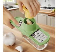 3-in-1 Garlic Grinder, Multi-Functional Veggie Chopper Stainless Steel Blades Garlic Mincer Tool Garlic Press Rocker For Kitchen(Green)