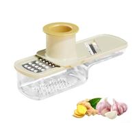 3-in-1 Garlic Grinder with Three Removable Stainless Steel for Slicing Shredding and Grinding Fresh Produce (White)