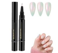3-in-1 Gel Nail Polish Pen Pearl White Opal Shine - One Step Application, UV Curing Required, No Base Coat Needed, Self-Leveling Glossy Nail Art Pen for DIY Manicure, Chrome Shine for French Tips