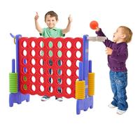 3 In 1 Giant 4 in A Row, Four Connect Board Game Set with Basketball and Rings,42 Jumbo Rings & Quick-Release Slider, Jumbo 4-to-Score Garden Games for Kids Adult Indoor Outdoor (Red)