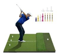 3-in-1 Golf Hitting Mat 117x150cm, Professional Practice Training Mat with Total Thickness up to 50mm, 10mm Shock-Absorbing EVA Base, Multi-Texture Driving/Chipping/Putting Mat with Tees Pack