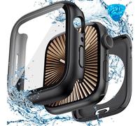 3 in 1 Goton Waterproof Hard Case for Apple Watch Screen Protector 42mm, 360° Slim Full Protective Tempered Glass Face Cover + Back Hard PC Bumper for iWatch Series 11/10, 42mm Matte Black