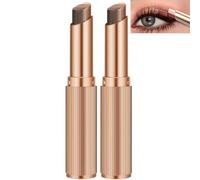 3-in-1 Gradient Eyeshadow Stick, 3 Color Cream Eye Shadow Stick Waterproof Long Lasting, Matte & Shimmer Neutral Brown Nude Eye Makeup Pen, Beginner Friendly One Step Quick Daily Eye Look (2PCS)