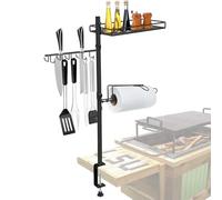 3-in-1 Grill Accessories Organizer, Grill BBQ Caddy for Blackstone Griddle Accessories,Outdoor Barbeque Accessory Holder,Camping BBQ Condiment Caddy with Paper Towel Holder, Grill Utensil Storage Tool