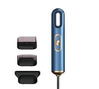 3-in-1 Hair Dryer Hair Styling Mini Portable Airflow Style Hair Dryer Curling Comb Brush Curling Iron Straightener Manual (Blue)