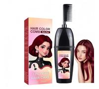 3-in-1 Hair Dye Comb for Root Touch Up & Gray Hair Coverage,Portable Hair Coloring Brush with Plant Extract,Semi-Permanent Hair Dye,Gentle Temporary Hair Colour for Women Men(Retro Red)