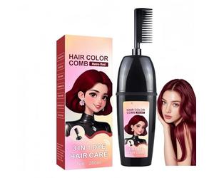 3-in-1 Hair Dye Comb for Root Touch Up & Gray Hair Coverage,Portable Hair Coloring Brush with Plant Extract,Semi-Permanent Hair Dye,Gentle Temporary Hair Colour for Women Men(Retro Red)