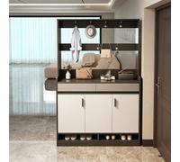 3-in-1 Hall Tree with Sto, Farmhouse Mudroom nizer for Entryway, Bedroom, Hallway & Office - Slish Gray Hoo, 35.4x11.8x70.8in