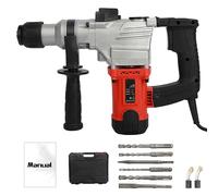 3 in 1 Hammer Drill Corded with Case and Bits Set, 1050W Heavy Duty Power Drill Hand Held Rotary Handle Multi Purpose Electric Drill Impact Drill for Concrete, Brick Walls, Tile Removal UK