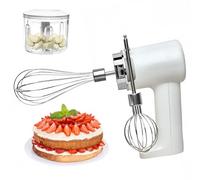 3- in- 1 Hand Mixer Electric Whisk Portable Egg Beater Rechargeable Wireless Mini Onion Chopper with 3 Speed Modes Food Processor for Whipping Mixing Chopping Eggs Milkshake Cream Butter Baby Food