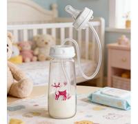 3-in 1 Hands-Free Anti-Colic Bottle | 240ml Silicone Leakproof with Nipple Straw | Adjustable Fast Flow Milk Bottle | Wide Opening Easy Clean Build Anti Spill Design, for Kids 3 Months and Older