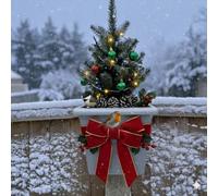 3-in-1 Hanging Fence Planter with Solar Light & Bird House - 5* Garden Décor with Nesting Box, Durable Fence Outdoor Planter for Plants & Wild Birds, Multi-Colour Light, No Tools - BROWN (Silver/Grey)