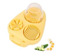 3 in 1 Hard Boiled Egg Slicer, 3 Slice Modes Egg Cutter Stainless Steel Multipurpose Chopper Tool Kitchen Utensils for Butter Mushroom Strawberry Tomato (Yellow)