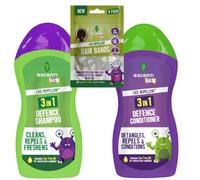 3 in 1 Head Lice Repellent Kids Shampoo & Conditioner With 8 Lice Repellent Hair Bands Included | Head Lice Repellent Defence Treatment | Contains Tea Tree for a Natural Repellent