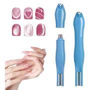 3-in-1 Heart Shape Round Line Shape Nail Art Magnet Pen, Heart Magnet for Cat Eye Gel Polish, New Magnetic Nail Art Tool, for DIY Nails Salon Decoration (blue)