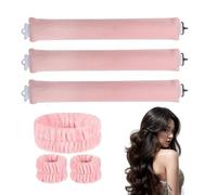 3-in-1 Heat-Free Curling Set | Overnight Curls for Short/Long Hair | No-Heat Blowout Rods + Flexi Bendy Rollers | with Hair & Wristbands | Damage-Free, Salon Results at Home