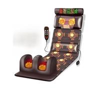 3 in 1 Heat Full Body Massage Mattress,Massage Mat with Adjustable Pillows Heating Pads,for Full Body Therapy,Shiatsu Neck Back Massager for Office Muscle Relaxatio(Brown)