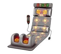 3 in 1 Heat Full Body Massage Mattress,Massage Mat with Adjustable Pillows Heating Pads,for Full Body Therapy,Shiatsu Neck Back Massager for Office Muscle Relaxatio(Grey)