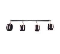 3 in 1 Heavy Duty Stainless Steel Expandable Black Spreader Bar with 4pcs PU Rose-Gold Adjustable Straps,Workout Bar for Home Gym Training Bar,Portable Detachable Pilates Kit