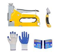3-in-1 Heavy Duty Staple Gun with 1200 Staples | Adjustable Force & Anti-Jam Design | Professional Upholstery, Carpentry, DIY Tool for Furniture, Crafts, Home Decoration