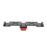 3 in 1 Hot Shoe Mount Adapter Extension Bar Bracket Stand, Camera Hot Shoe Mount, Aluminum Alloy Multi Function Bracket with 3 Hot Shoe Mounts and 10 Screw Holes, Compatible (Grey)