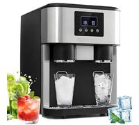 3-in-1 Ice Maker Machine Countertop, 16 Ice Cubes in 9 Mins, 15kg/24hrs, 2 Sizes, 2 Water Inlet Methods, Cold Water Dispenser for Bar Office
