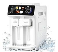 3-in-1 Ice Maker Machine, Multifunctional with Chilled Water and Slush Function, 12 Ice Cubes at Once, 5 Dispensing Modes, Automatic Ice Release for Home, Cafe, Bar (White Knob)