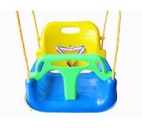 3-in-1 Infant to Teenager Upgrade Version Collapsible Swing Set with Snap Hooks for Home Garden Patio Indoors Outdoors Play(Blue Chair+Green Handrail)
