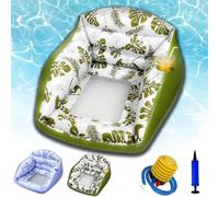 3-in-1 Inflatable Pool Lounge Chair for Adults, U-Shaped Water Sofa Float with Cup Holder & Cooling Mesh Seat, Heavy Duty Floating Hammock for Lake Beach River Party Summer Vacation