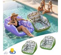 3-in-1 Inflatable Pool Lounge Chair,U Shaped Inflatable Pool Floats,Portable Water Sofa Chair with Cup Holder & Cool Mesh Seat,Ergonomic Floating Lounger Chairs for Adults PoolParty,Lake,Vacation (A2)
