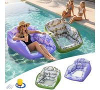 3-in-1 Inflatable Pool Lounge Chair,U Shaped Inflatable Pool Floats,Portable Water Sofa Chair with Cup Holder & Cool Mesh Seat,Ergonomic Floating Lounger Chairs for Adults PoolParty,Lake,Vacation (C2)