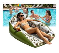 3-in-1 Inflatable Pool Lounge Chair,U-Shaped Water Inflatable Pool Lounge Chairs w/Cup Holder,Adult Water Sofa Float,HeavyDuty Floating CouchPool,TropicalStyle Float Chair,for Parties Summer Vacation
