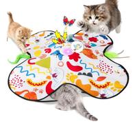 3-in-1 Interactive Cat Toys Automatic, 3 Prey Sounds and Silent, 3 Modes | Rechargeable Hide and Seek Toy, with Butterfly Feather Wands, Suction Cup Fixation, Easy to Store, for Bored Indoor Cats