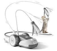 3-in-1 Interactive Cat Toys for Indoor Cats Adult, 2-Speed Automatic Moving Mouse Kitten Toys Self Play with 2PCS Hanging Feather String Ribbon and Wiggly Mice Tail for Bored Indoor Cats (Grey)