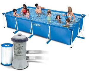 3 In 1 Intex Rectangular Frame Pool With Filter Pump 28273 450 X 220 X 84 Cm