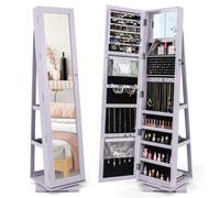 3-in-1 Jewelry Cabinet 360Swivel Mirrored Jewellery Armoire